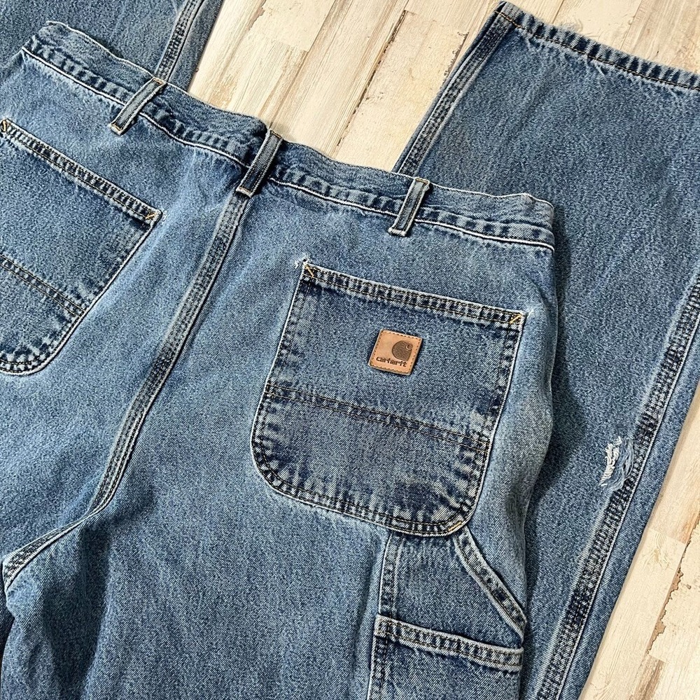 Vintage Y2K Carhartt B13 DPS Carpenter Baggy Straight Cargo Jeans Mens 38‎ x 34 - Picture 2 of 7